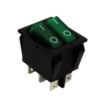 GBC 24.2550.20 - Διακόπτης Διπλός (Μονοπολικός) Πράσινο ON-OFF-ON 6 επαφών 15A Διακόπτες